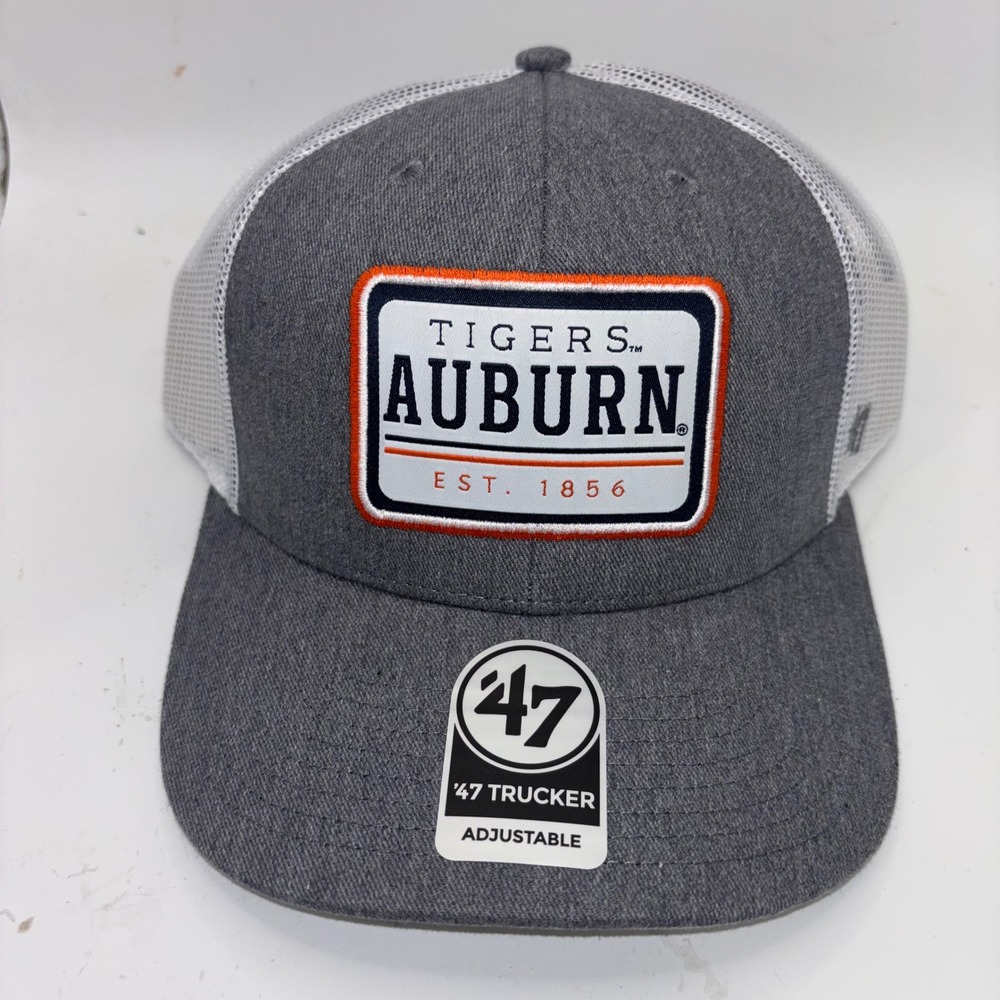 Auburn Tigers 47 Brand Ellington Trucker Hat Grey White Adjustable Snapback Cap